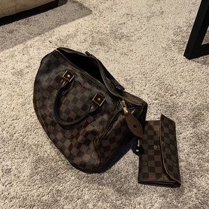 Vintage Louis Vuitton Damier Speedy 30 w/ Wallet